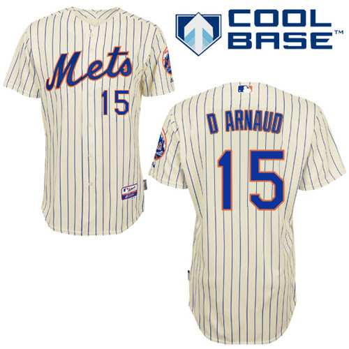 Travis d Arnaud #15 MLB Jersey-New York Mets Men's Authentic Home White Cool Base Baseball Jersey